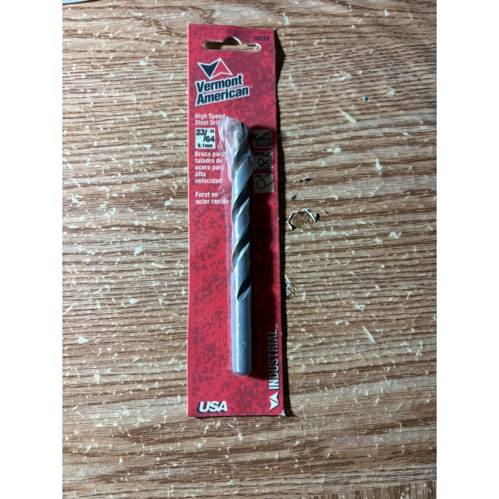 Vermont American High Speed Steel Drill 23/64" 9.1Mm On Card Part Open